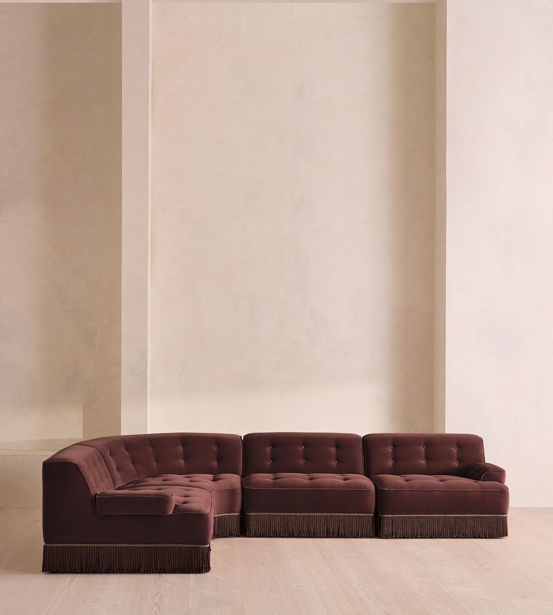Elowen Sectional Sofa - L-Shape Sofa - Velvet - Aubergine - US - Listing - Image 2