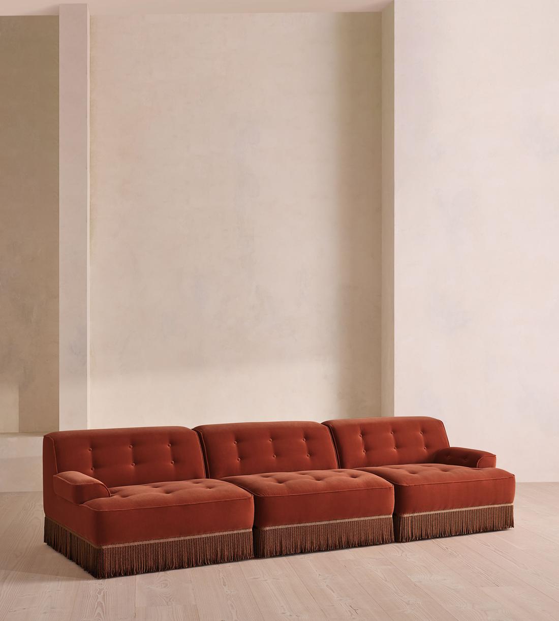 Elowen Sectional Sofa - Four Seater - Velvet - Rust US - Listing - Image 4