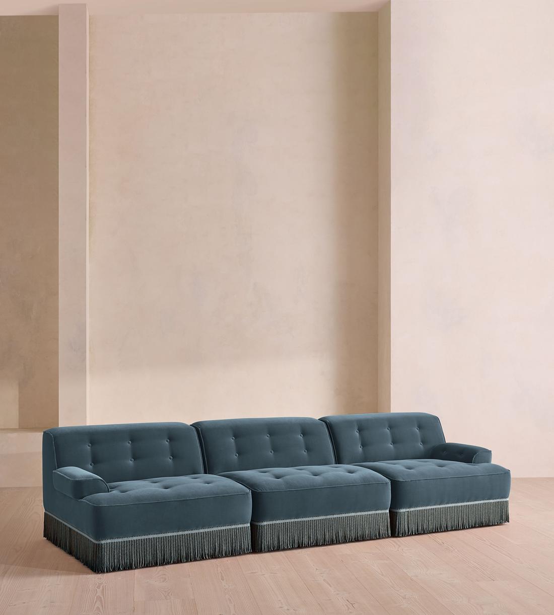 Elowen Sectional Sofa - Four Seater - Velvet - Grey Blue US - Listing - Image 2