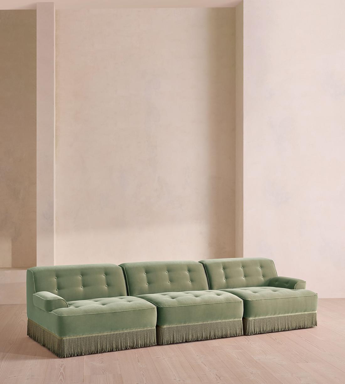 Elowen Sectional Sofa - Four Seater - Velvet - Seafoam - US - Listing - Image 2