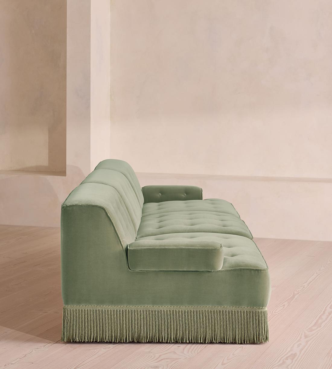 Elowen Sectional Sofa - Four Seater - Velvet - Seafoam - US - Images - Image 3
