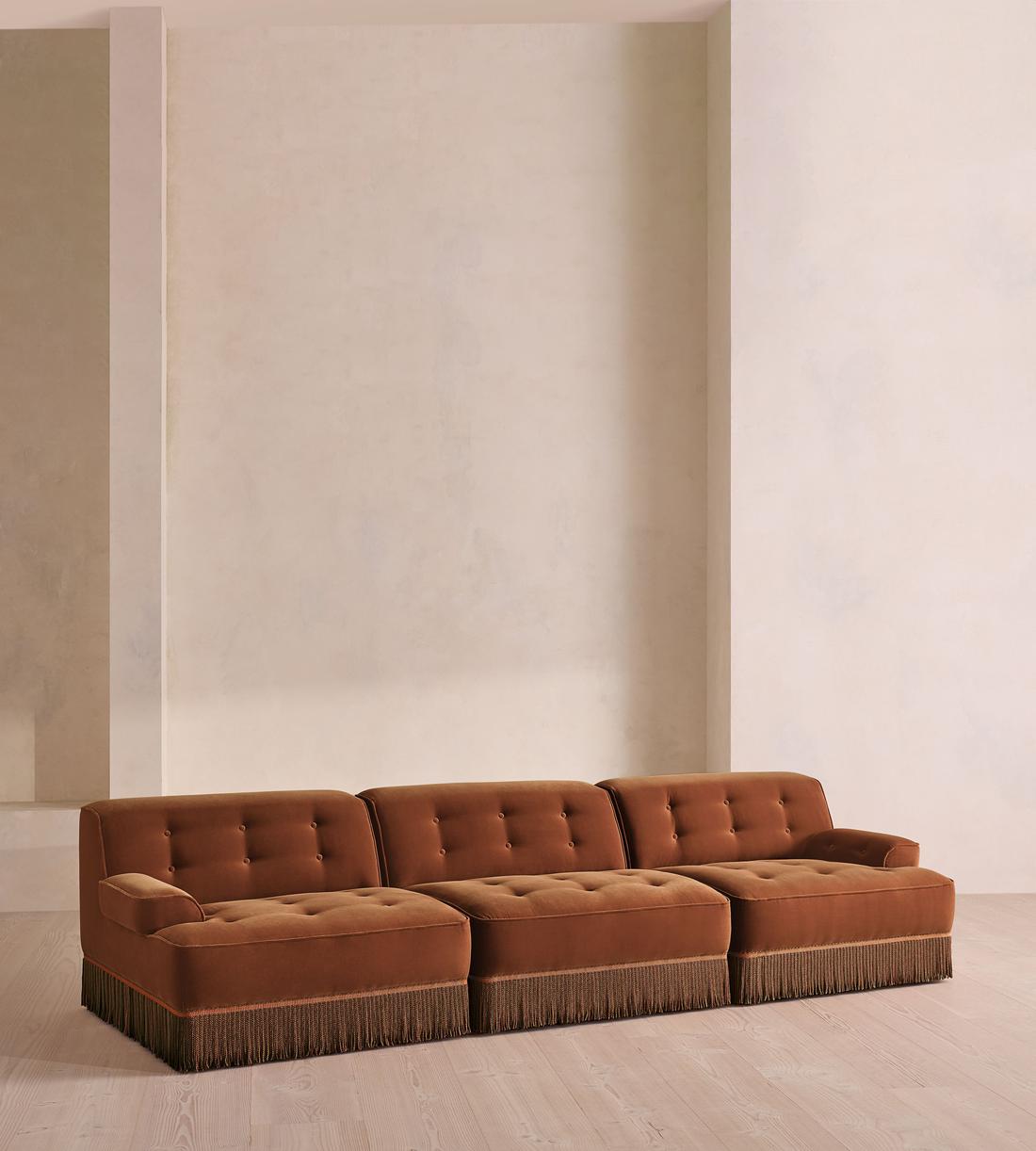 Elowen Sectional Sofa - Four Seater - Velvet - Cinnamon - US - Listing - Image 2