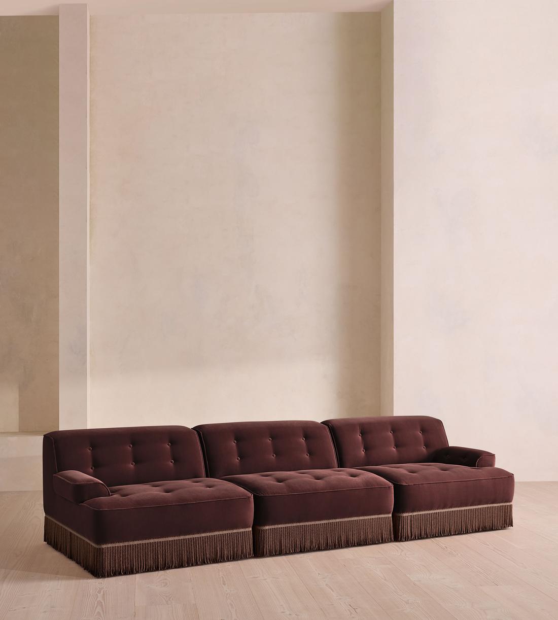 Elowen Sectional Sofa - Four Seater - Velvet - Aubergine - US - Listing - Image 2