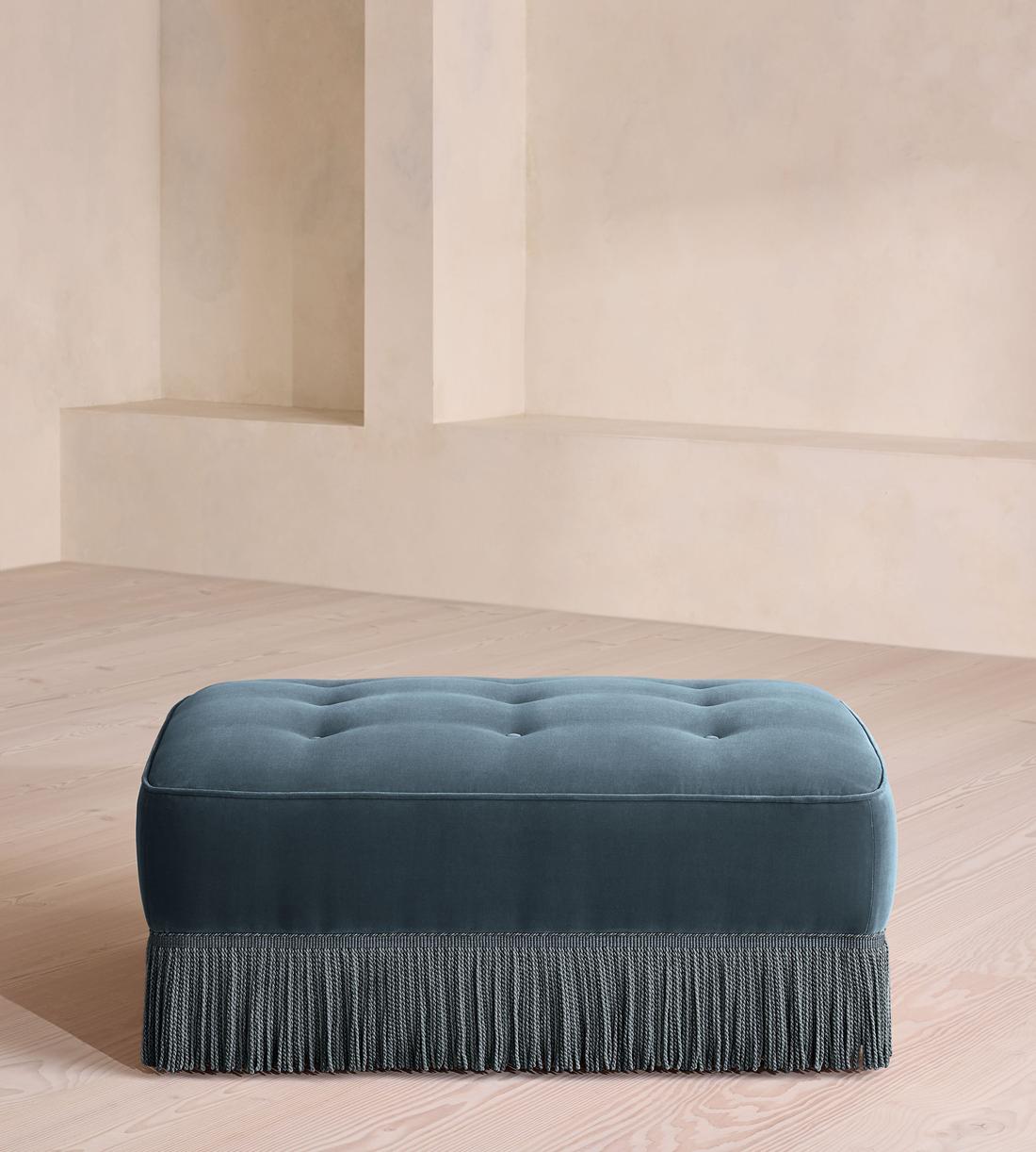 Elowen Ottoman - Velvet - Grey Blue - UK - Listing - Image 2