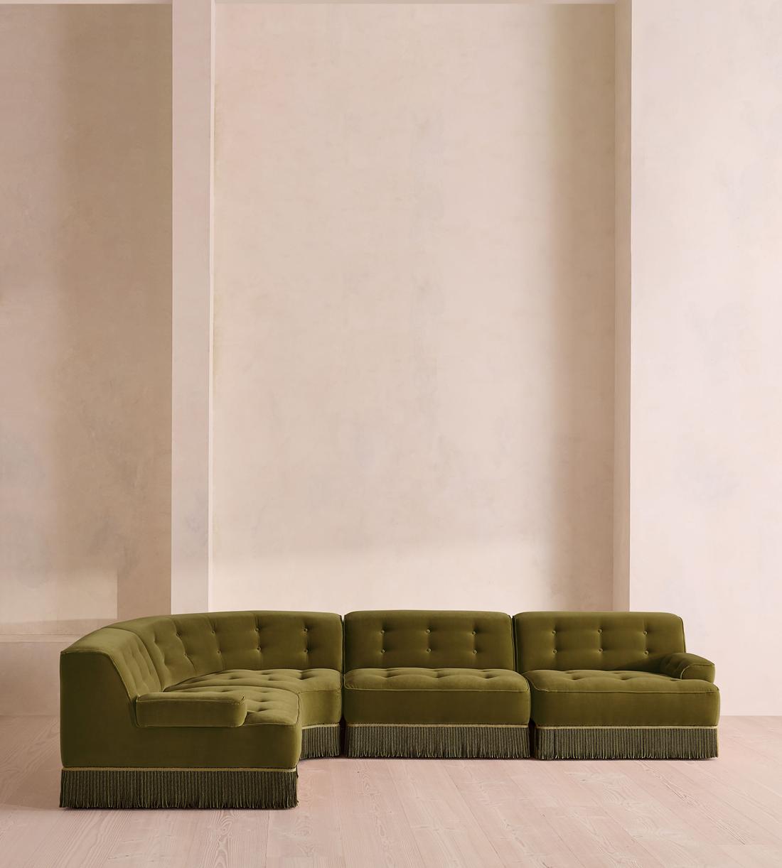Elowen Modular Sofa - L-Shape Sofa - Velvet - Olive UK - Listing - Image 2