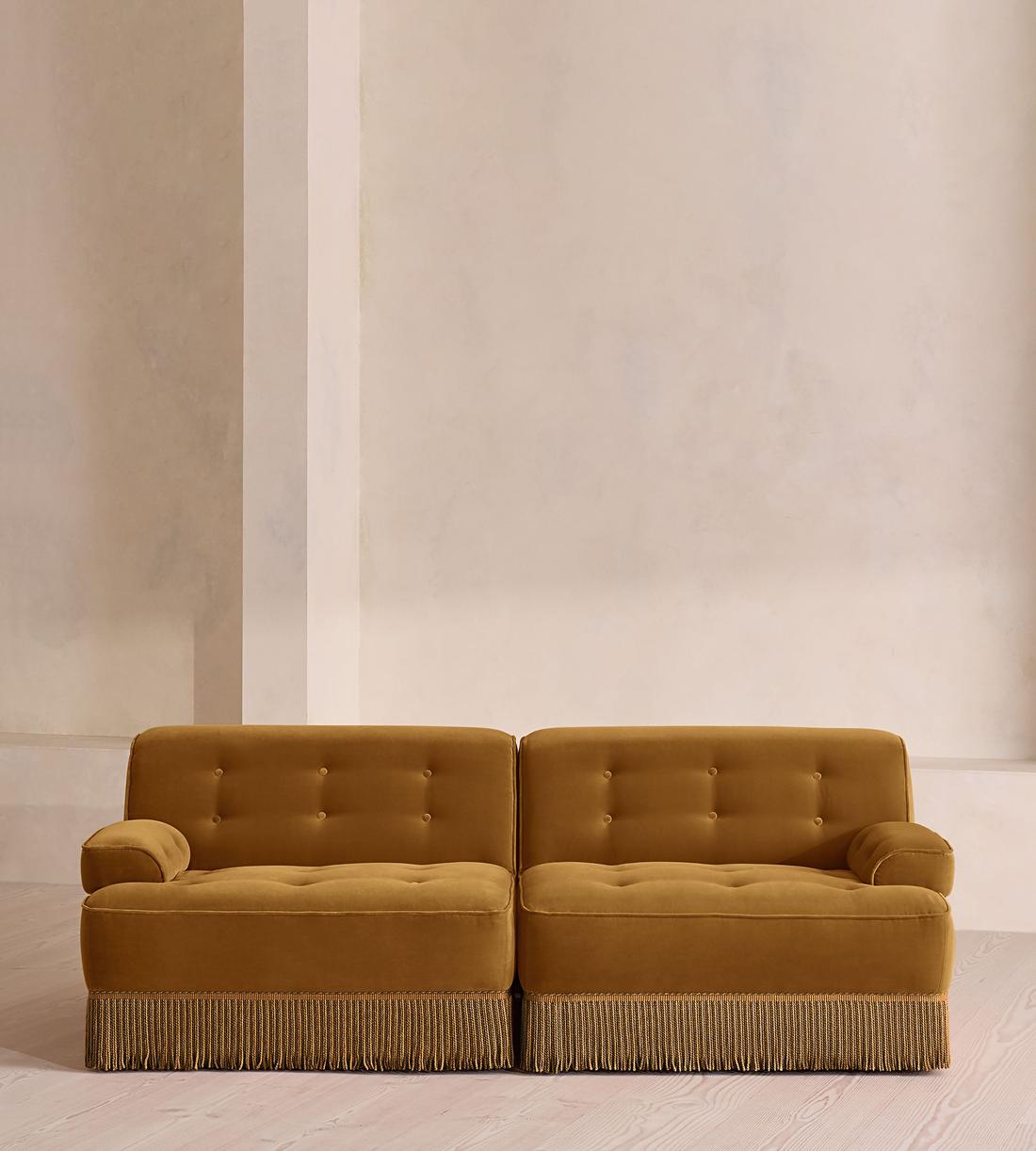 Elowen Modular Sofa - Three Seater - Velvet - Mustard UK - Listing - Image 1