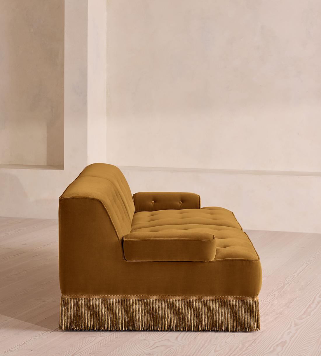 Elowen Sectional Sofa - Three Seater - Velvet - Mustard US - Images - Image 3