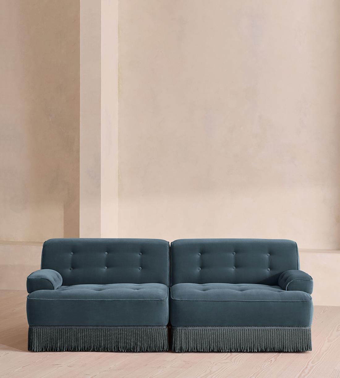 Elowen Modular Sofa - Three Seater - Velvet - Grey Blue UK - Listing - Image 1