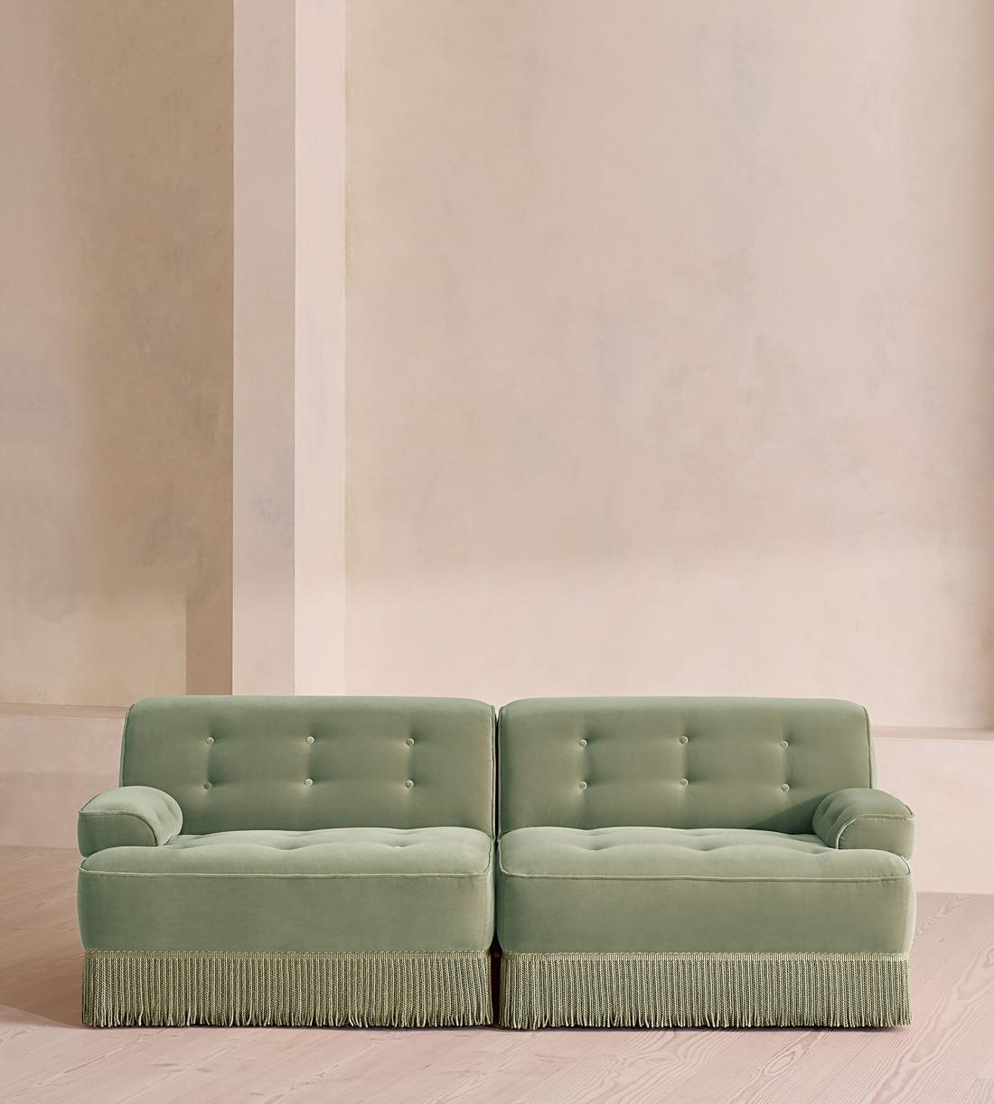 Elowen Sectional Sofa - Three Seater - Velvet - Seafoam - US - Listing - Image 1