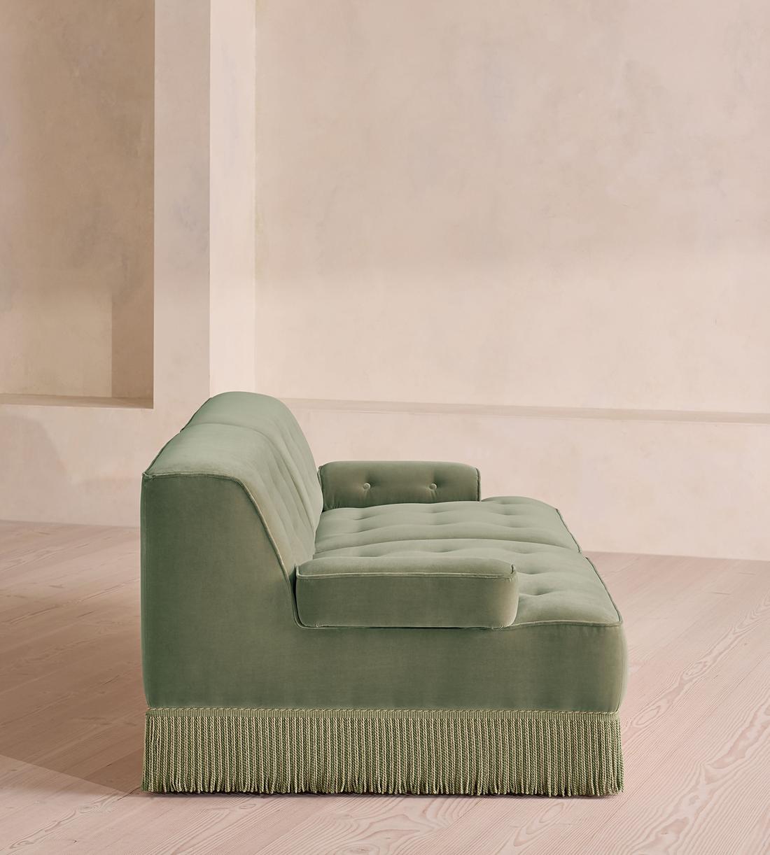 Elowen Sectional Sofa - Three Seater - Velvet - Seafoam - US - Images - Image 3
