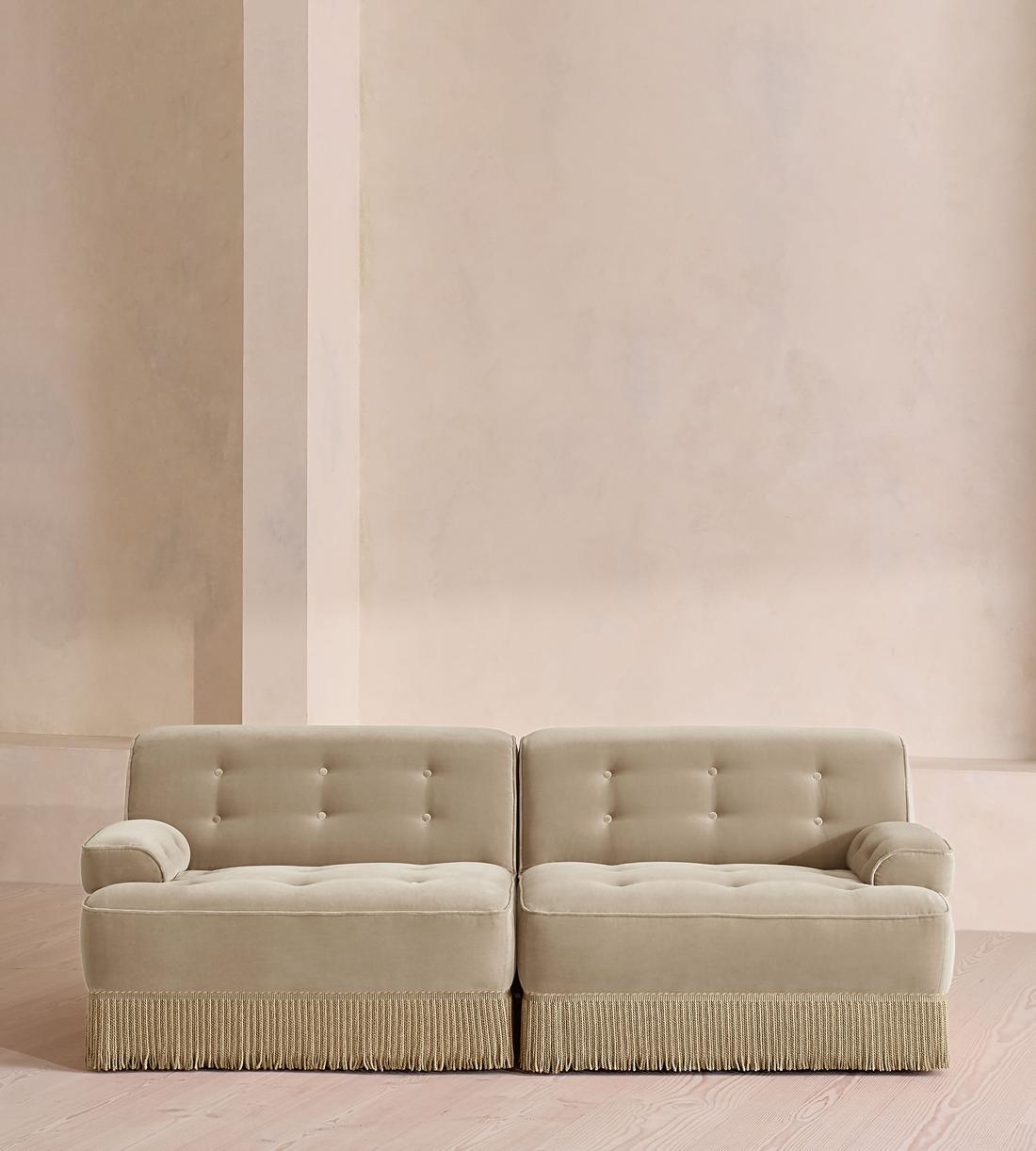 Elowen Modular Sofa - Three Seater - Velvet - Oyster - UK - Listing - Image 1