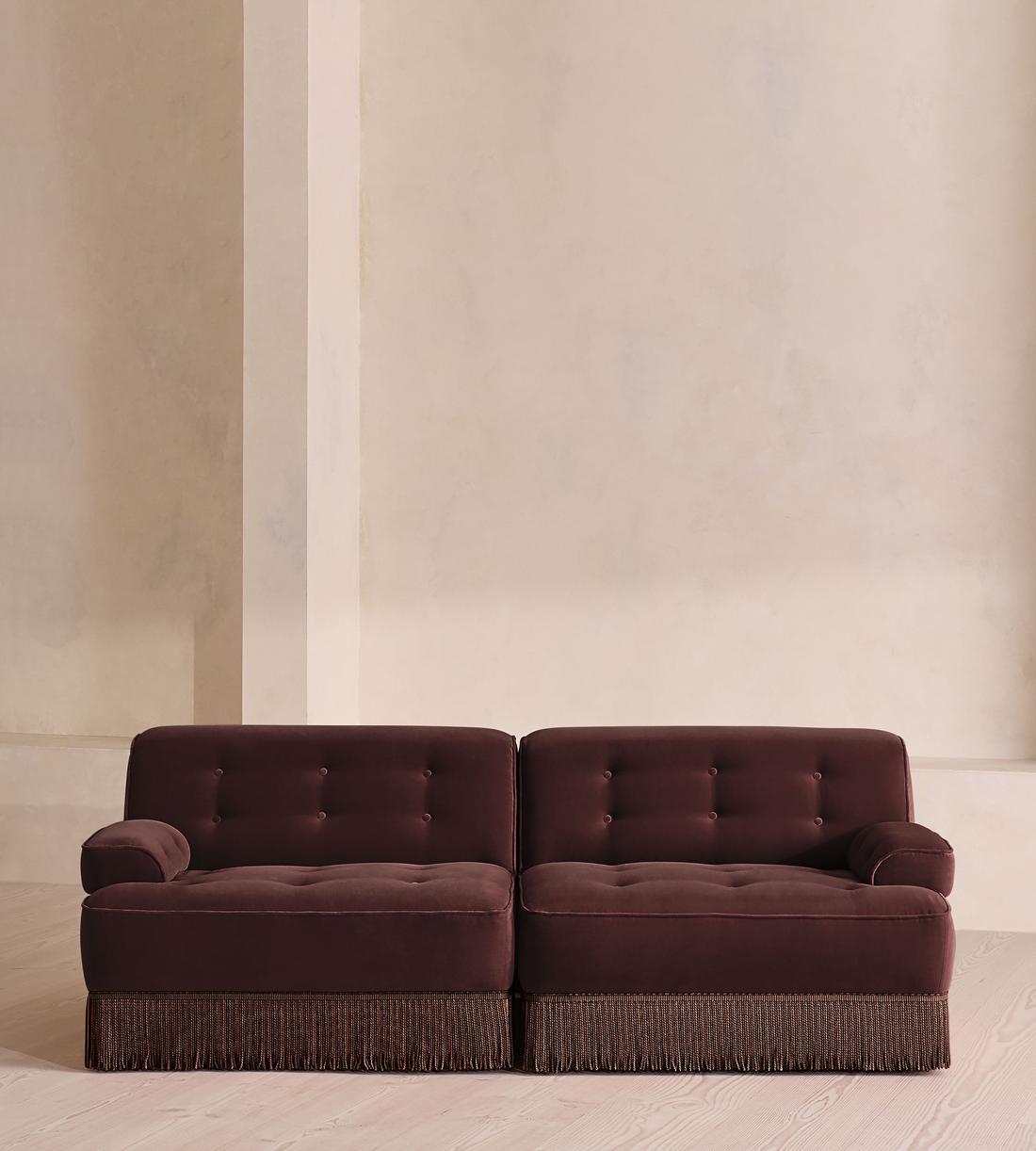 Elowen Sectional Sofa - Three Seater - Velvet - Aubergine - US - Listing - Image 1