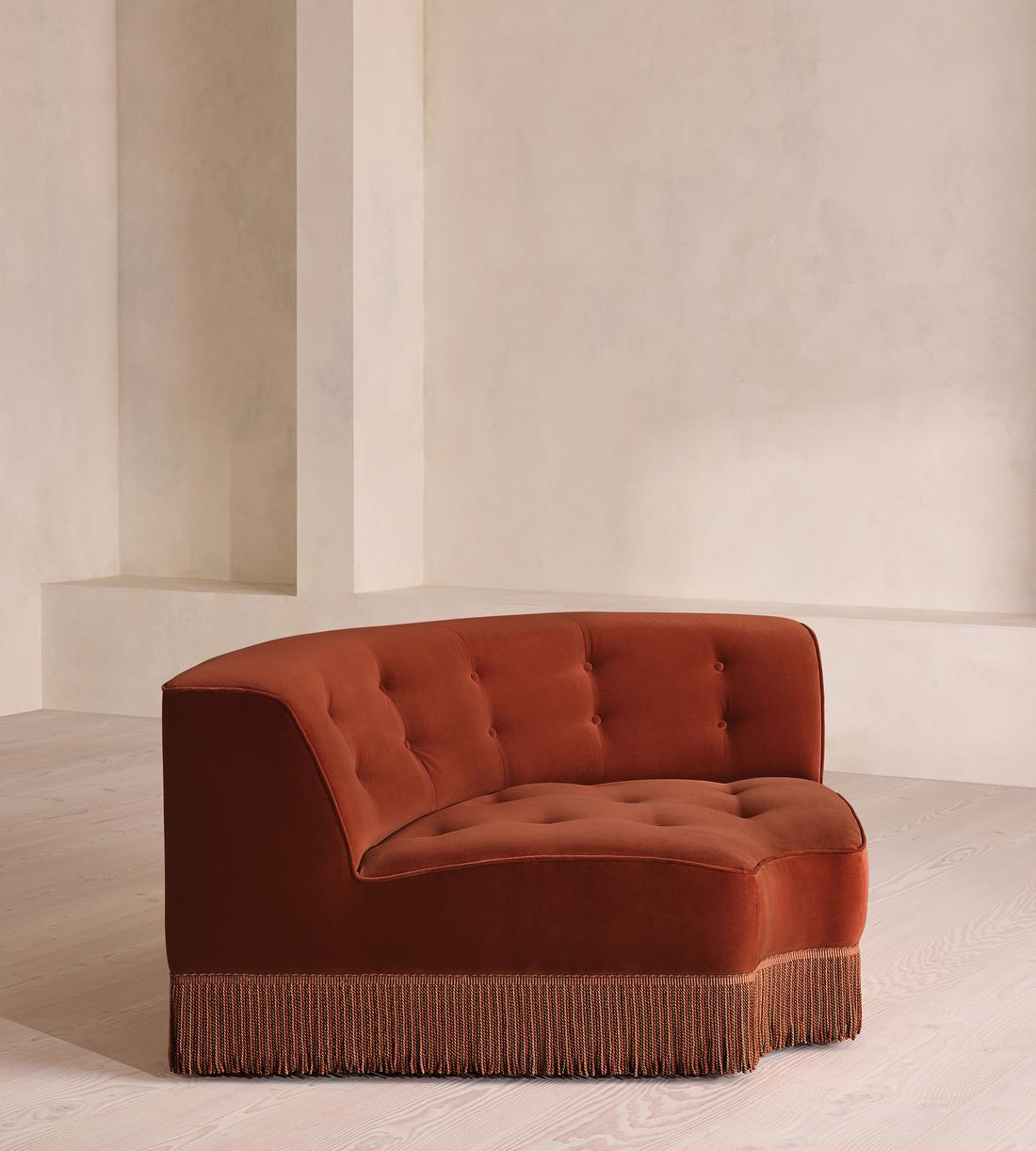 Elowen Modular Sofa - Left Arm Module - Velvet - Rust - UK - Image 7