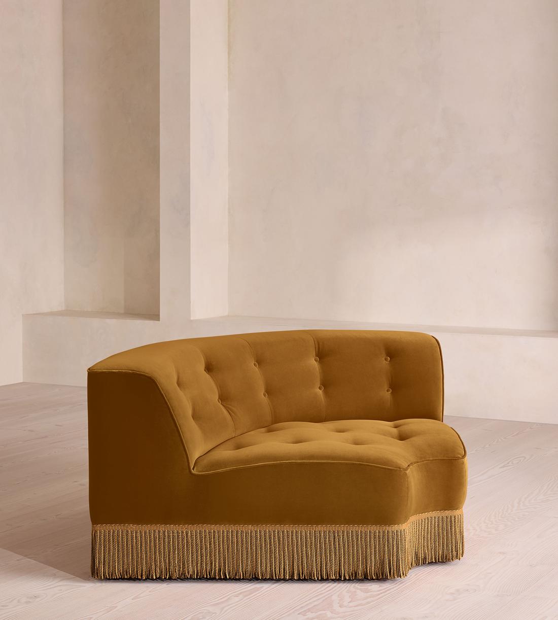 Elowen Modular Sofa - Left Arm Module - Velvet - Mustard - UK - Image 7