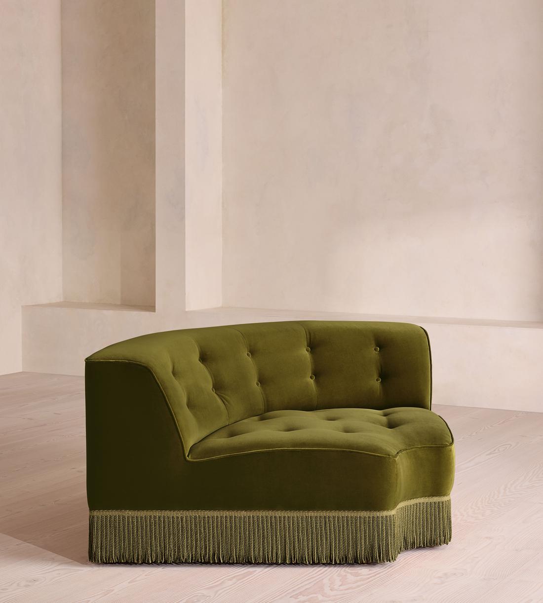 Elowen Modular Sofa - Left Arm Module - Velvet - Olive - UK - Image 7