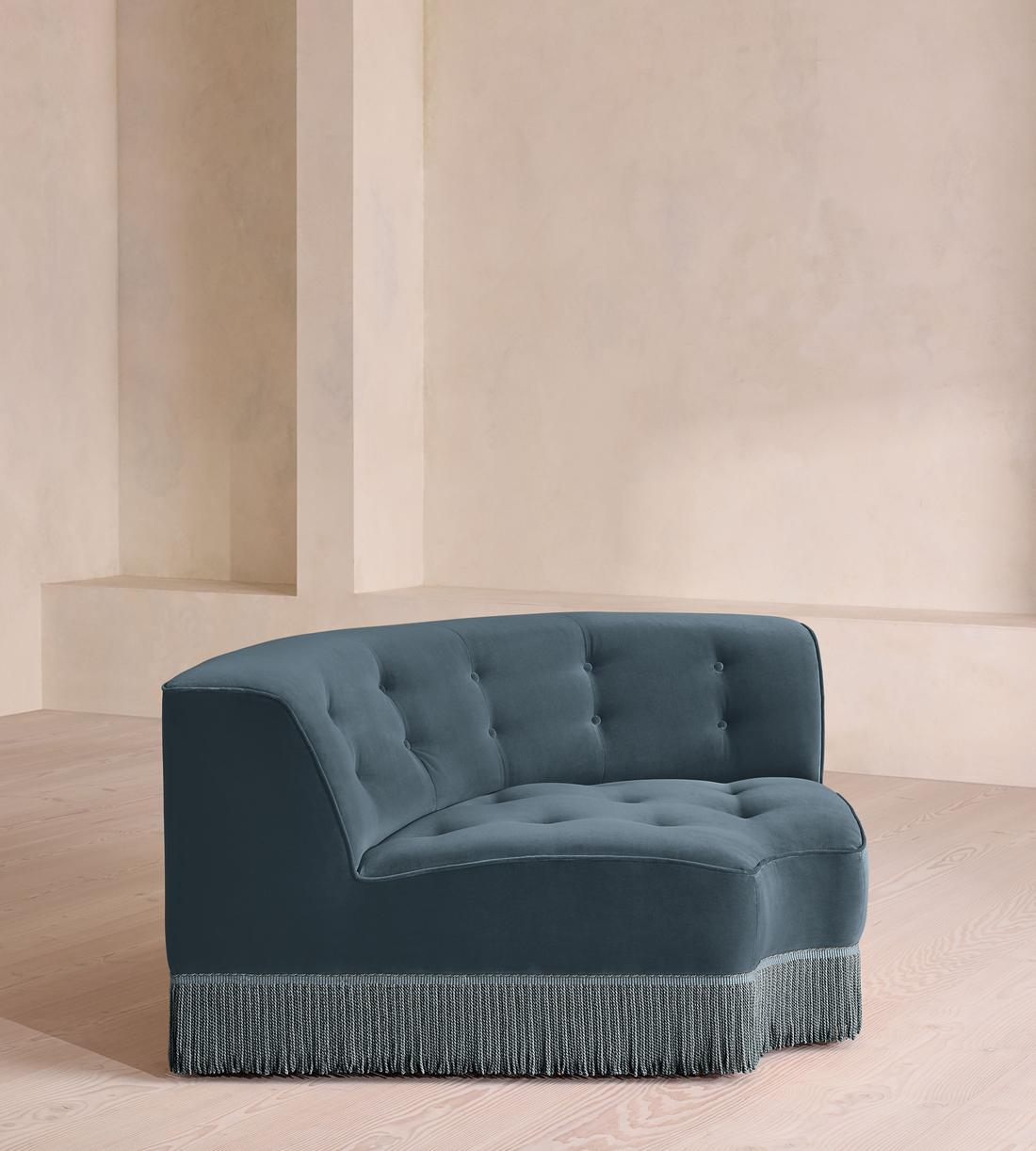 Elowen Modular Sofa - Corner Module - Velvet - Grey Blue - UK - Image 8