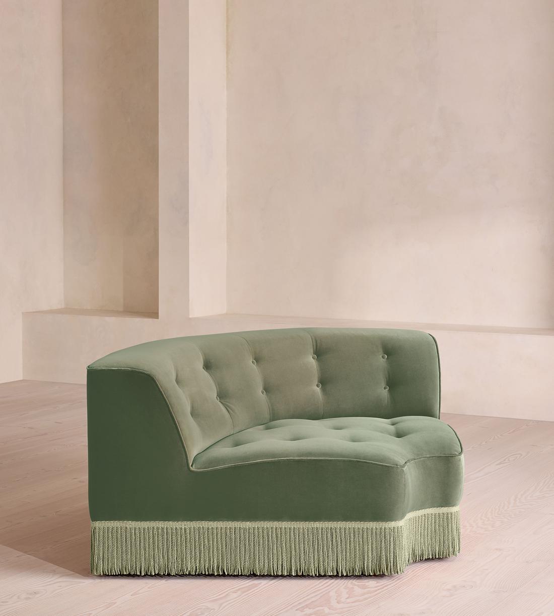 Elowen Modular Sofa - Left Arm Module - Velvet - Seafoam - UK - Image 8