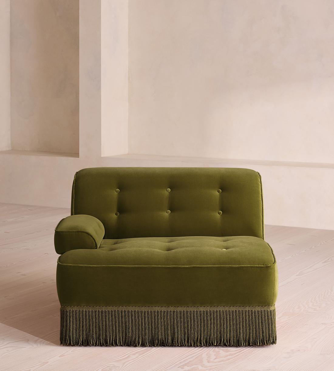 Elowen Modular Sofa - Left Arm Module - Velvet - Olive - UK - Image 1