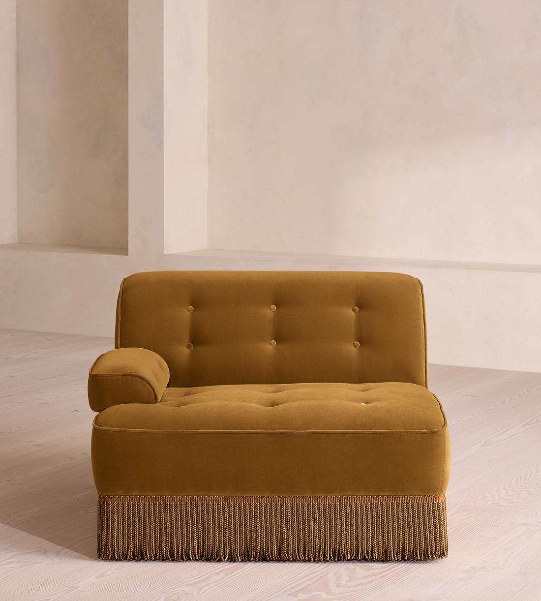 Elowen Modular Sofa - Left Arm Module - Velvet - Mustard - UK - Image 1