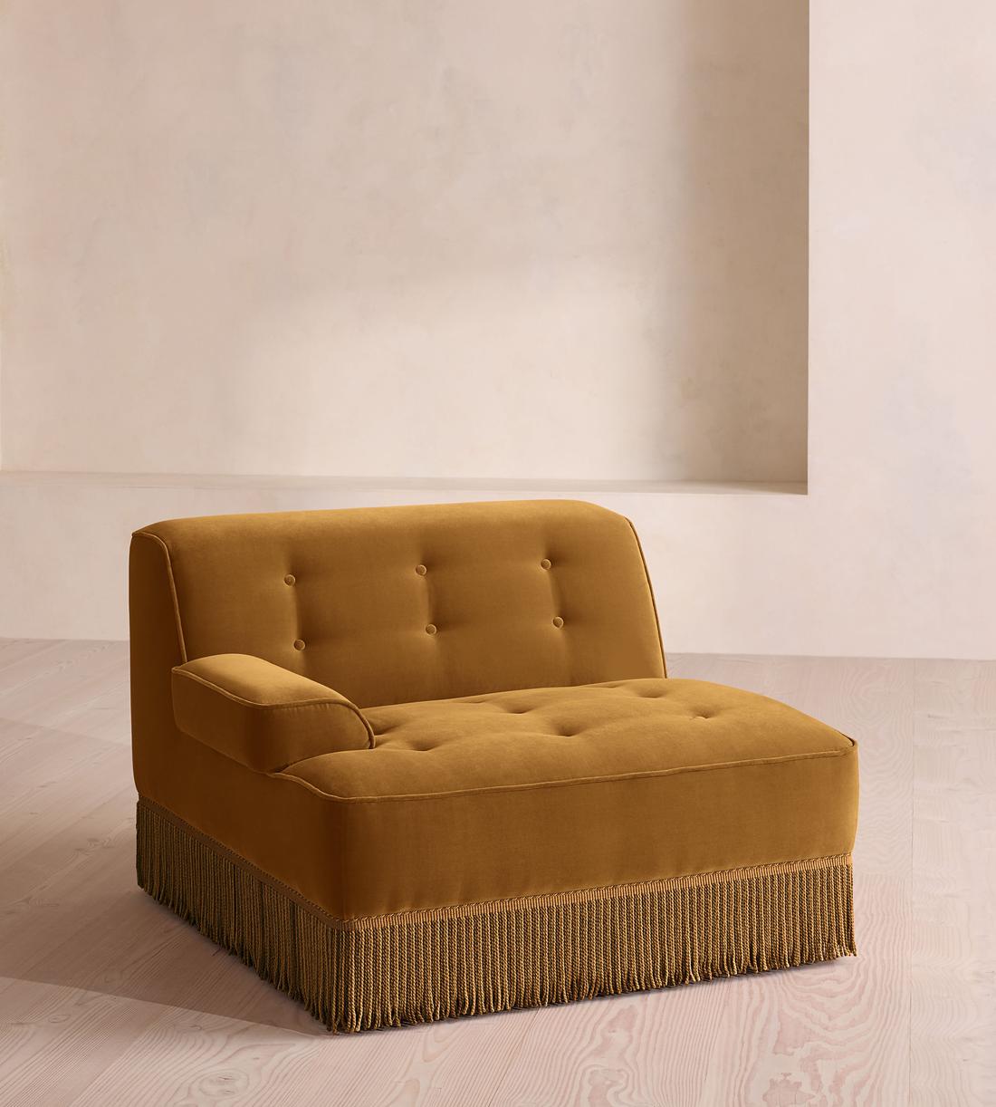 Elowen Modular Sofa - Left Arm Module - Velvet - Mustard - UK - Image 2