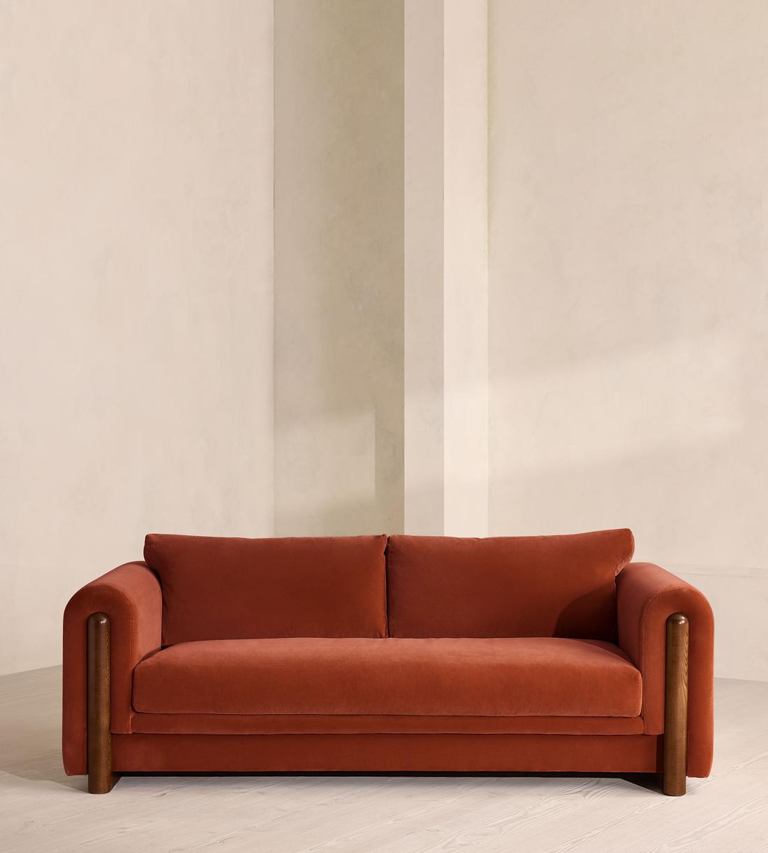 Farrell Three Seater Sofa - Velvet - Rust - Listing - Image 1