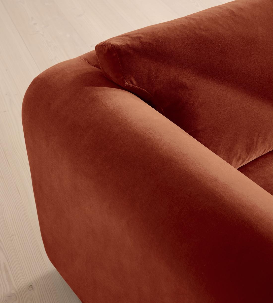 Farrell Three Seater Sofa - Velvet - Rust - Images - Image 6