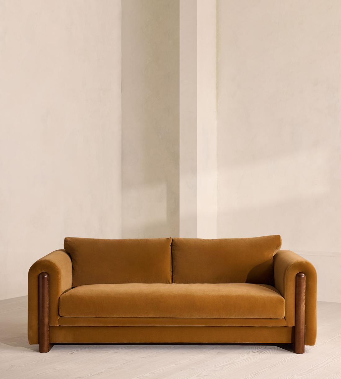 Farrell Three Seater Sofa - Velvet - Mustard - Listing - Image 1