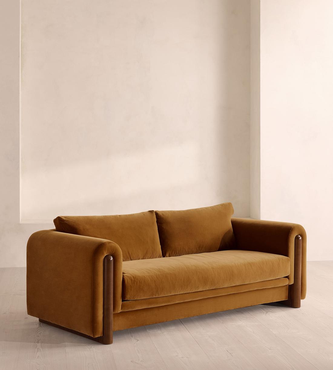 Farrell Three Seater Sofa - Velvet - Mustard - Listing - Image 2