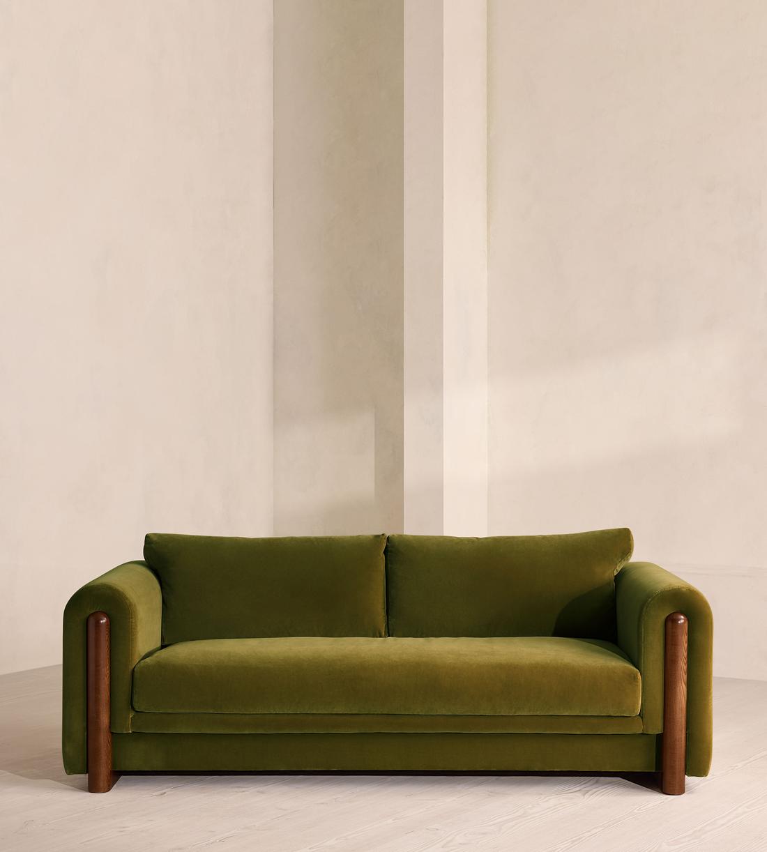 Farrell Three Seater Sofa - Velvet - Olive - Listing - Image 1