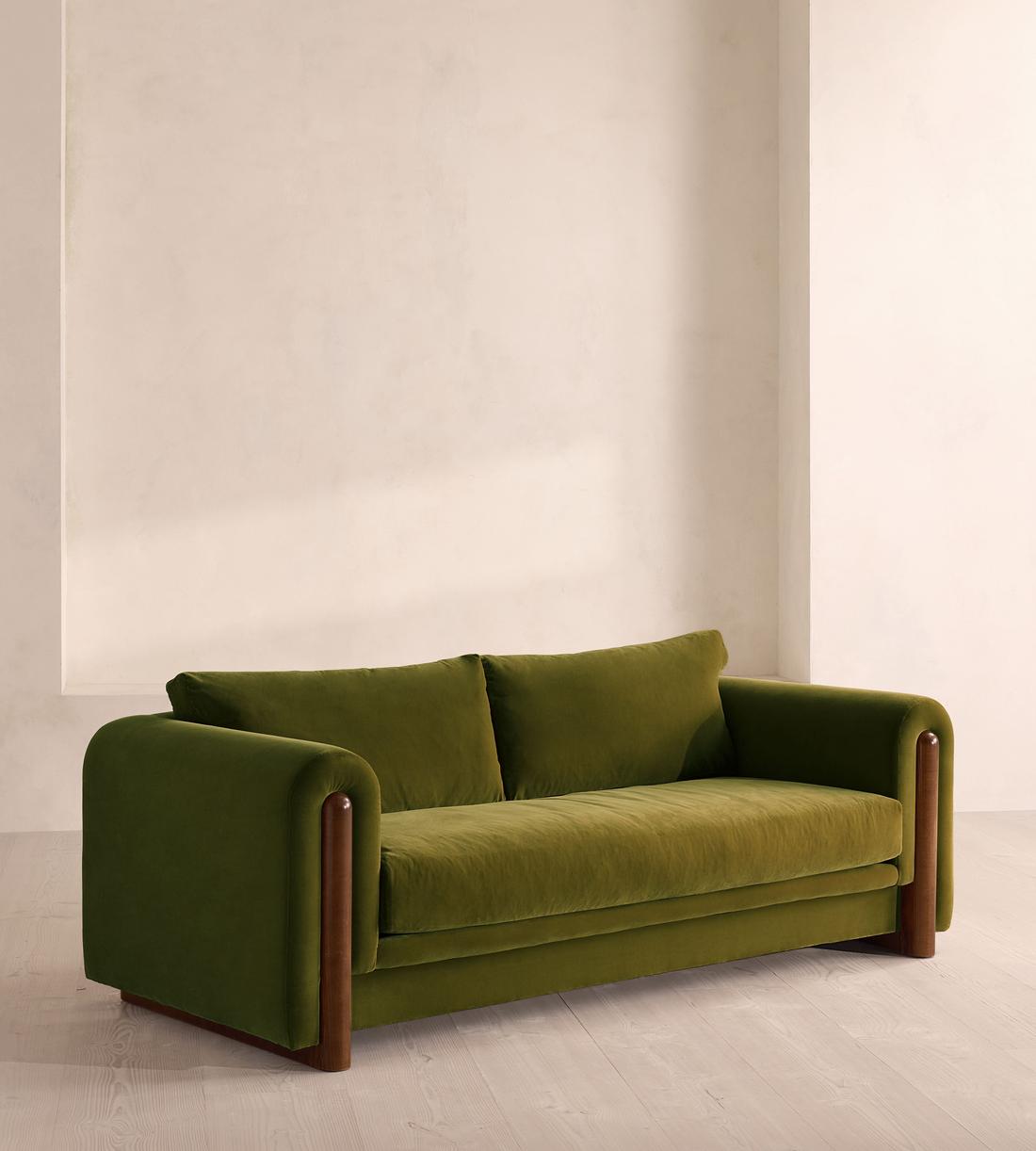 Farrell Three Seater Sofa - Velvet - Olive - Listing - Image 2