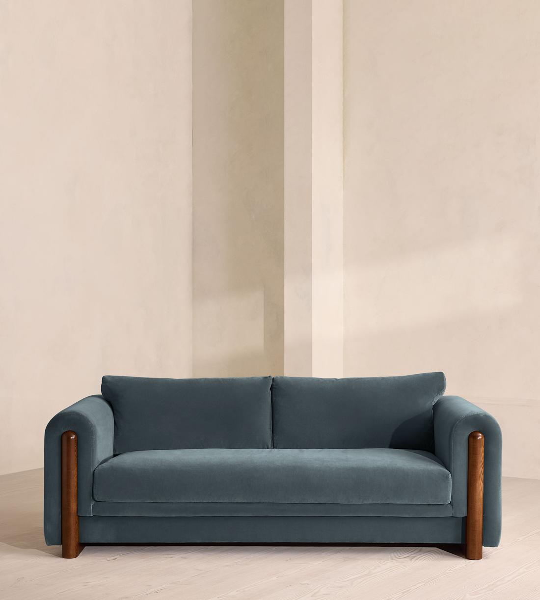 Farrell Three Seater Sofa - Velvet - Grey Blue - Listing - Image 1