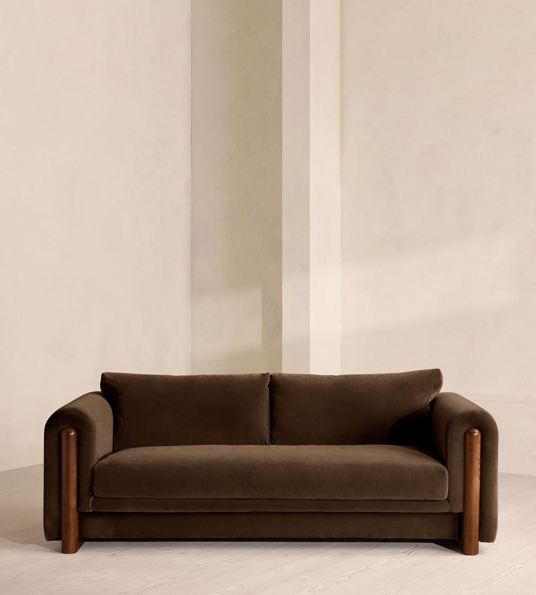 Farrell Three Seater Sofa - Velvet - Chocolate - Listing - Image 1