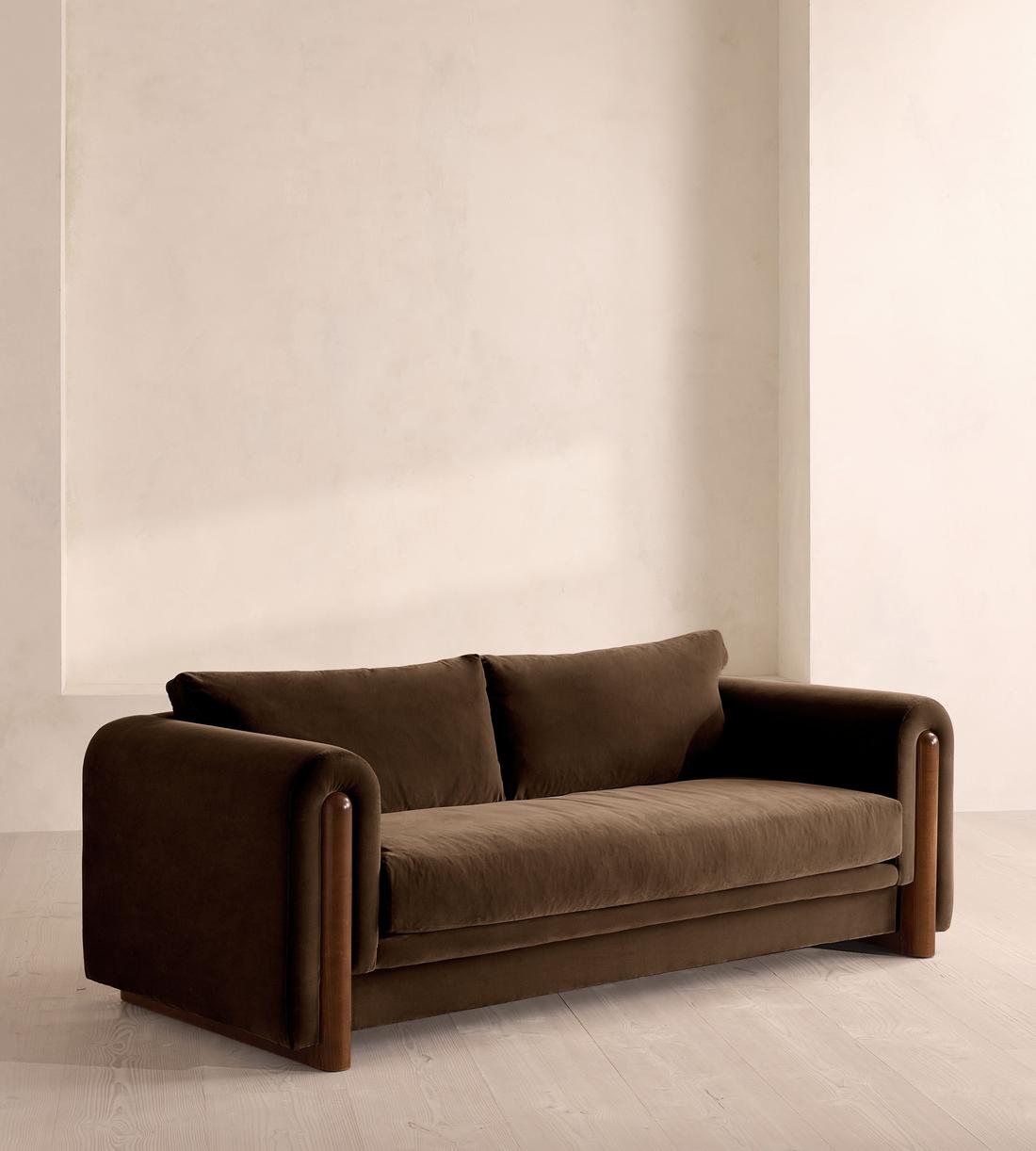 Farrell Three Seater Sofa - Velvet - Chocolate - Listing - Image 2
