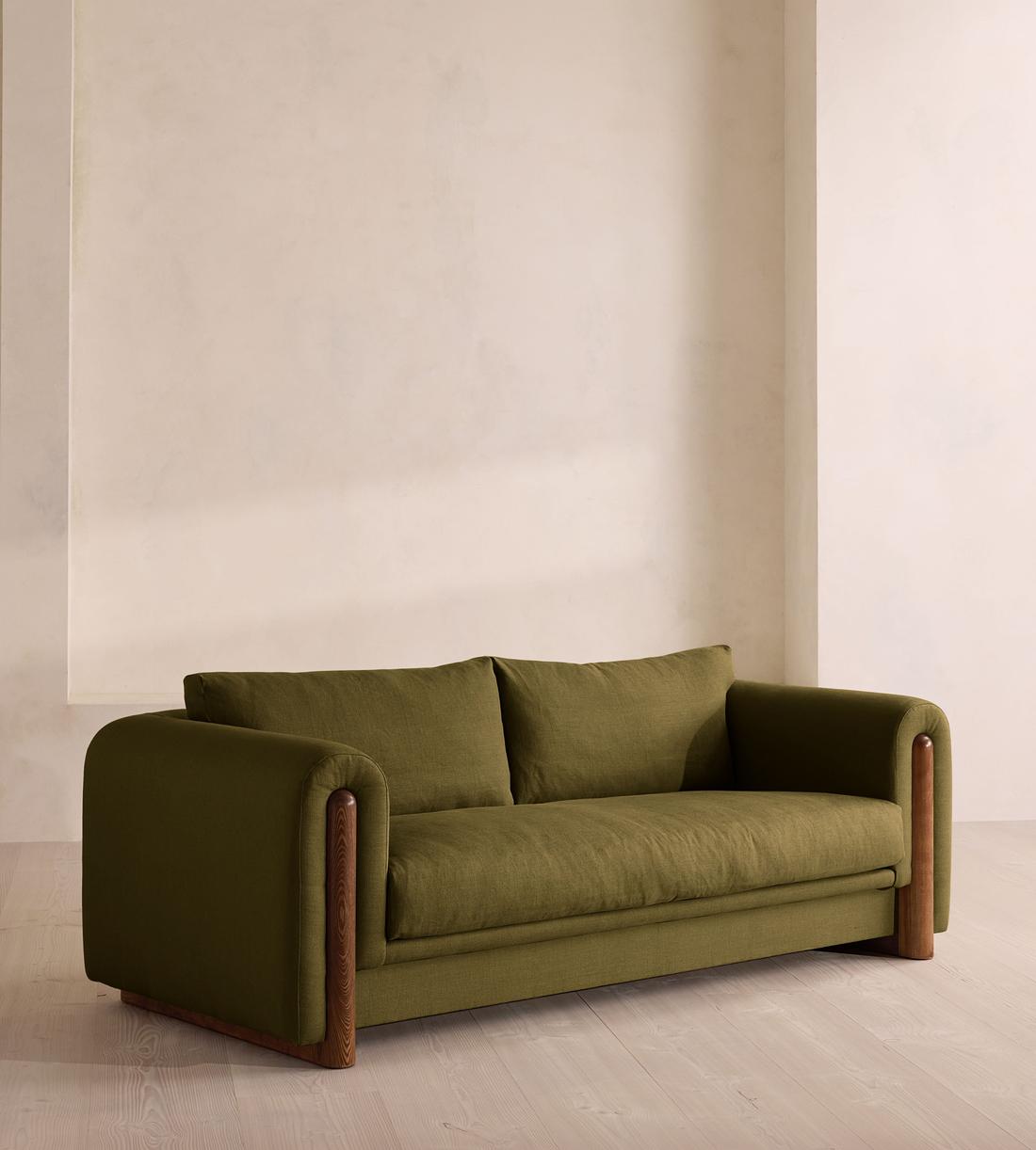 Farrell Three Seater Sofa - Linen - Olive - UK - Listing - Image 2