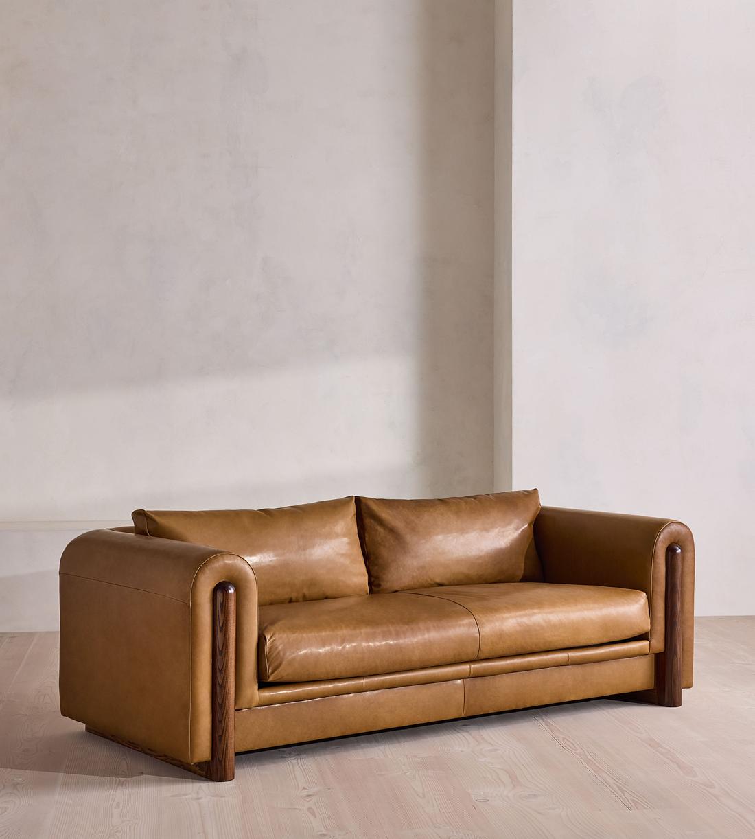 Farrell Three Seater Sofa - Leather - Chestnut - UK - Listing - Image 2