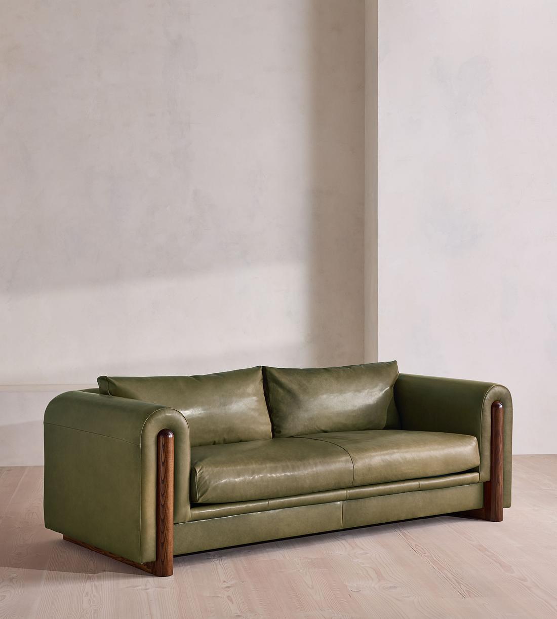 Farrell Three Seater Sofa - Leather - Moss - UK - Listing - Image 2