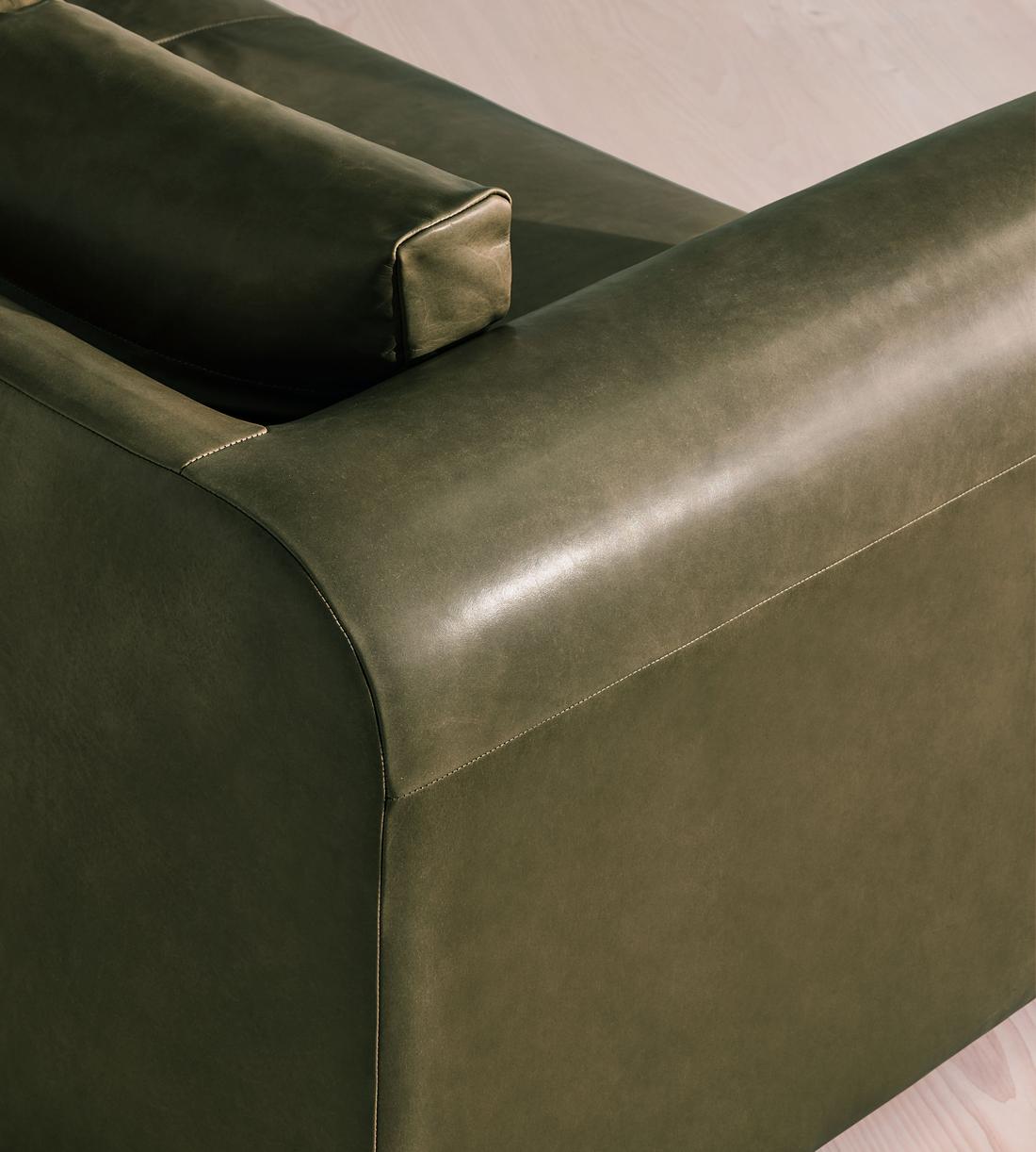 Farrell Three Seater Sofa - Leather - Moss - UK - Images - Image 6