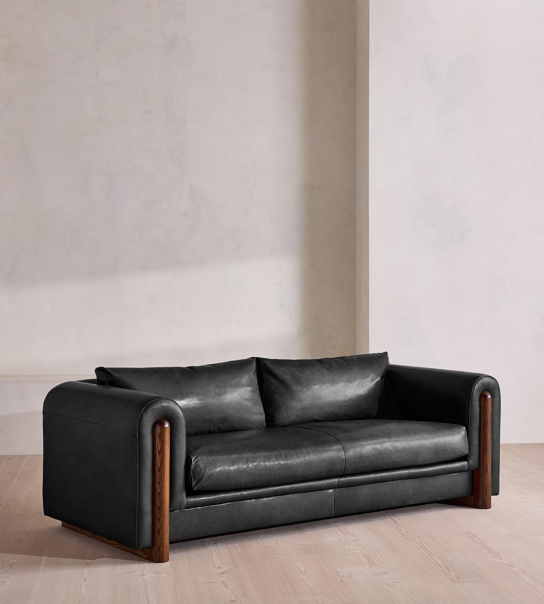 Farrell Three Seater Sofa - Leather - Black - UK - Listing - Image 2