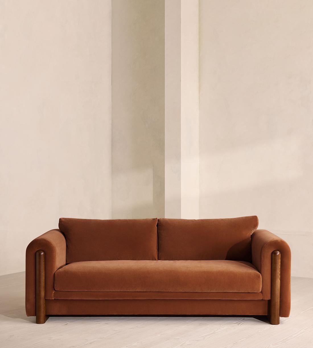 Farrell Three Seater Sofa - Velvet - Cinnamon - UK - Listing - Image 1