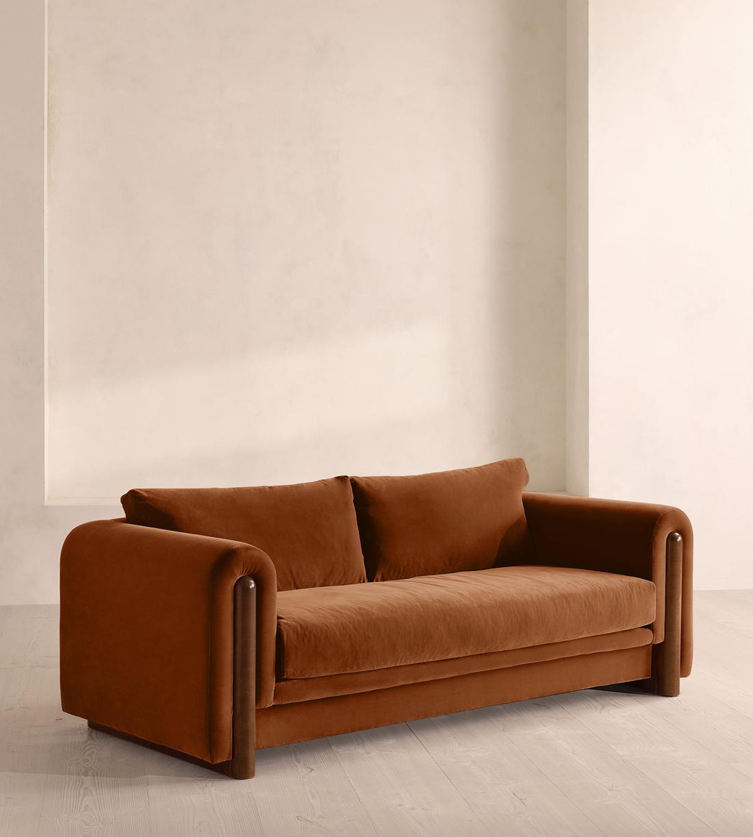 Farrell Three Seater Sofa - Velvet - Cinnamon - UK - Listing - Image 2
