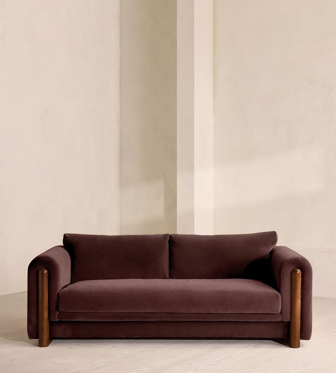 Farrell Three Seater Sofa - Velvet - Aubergine - UK - Listing - Image 1