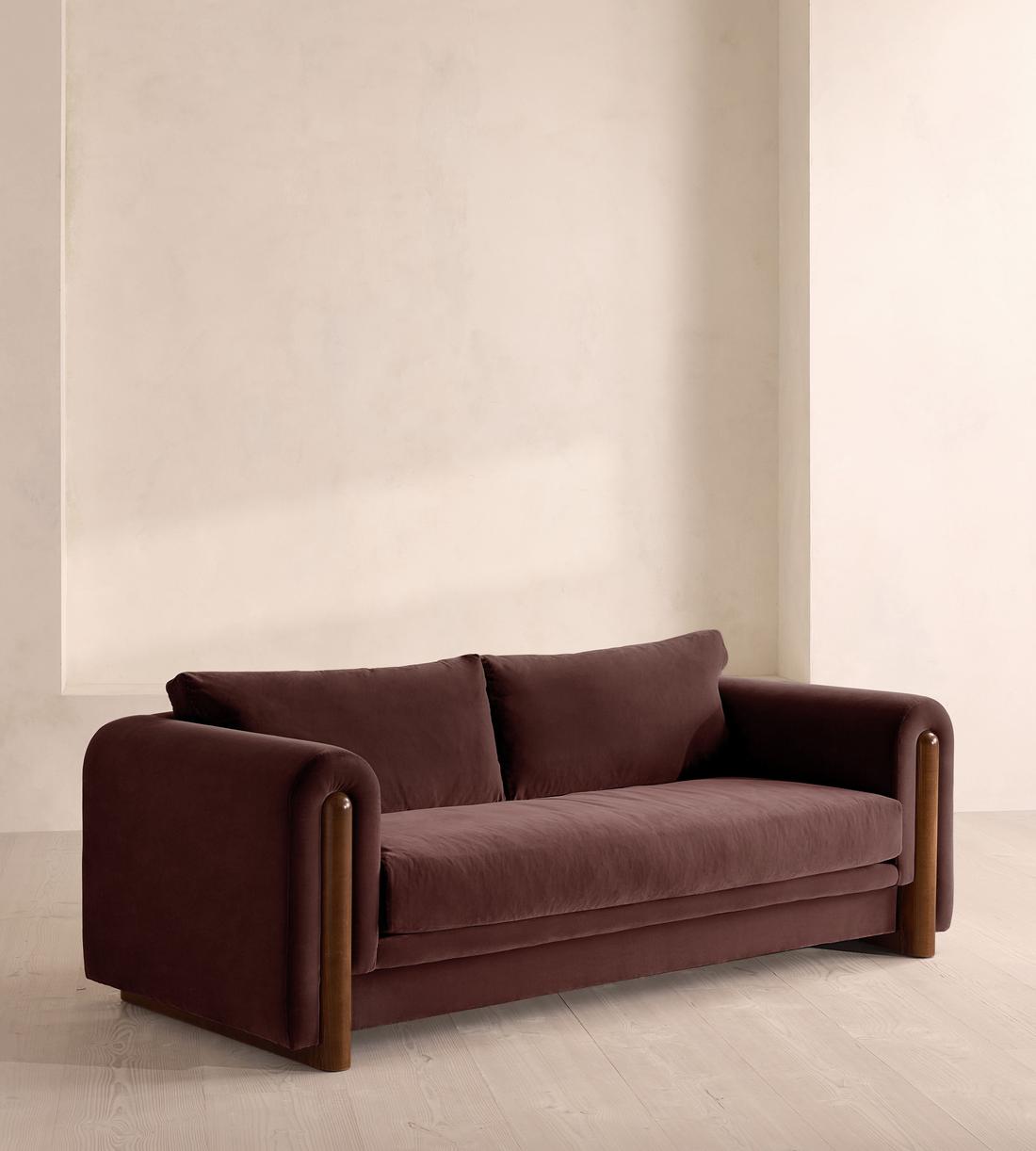 Farrell Three Seater Sofa - Velvet - Aubergine - UK - Listing - Image 2