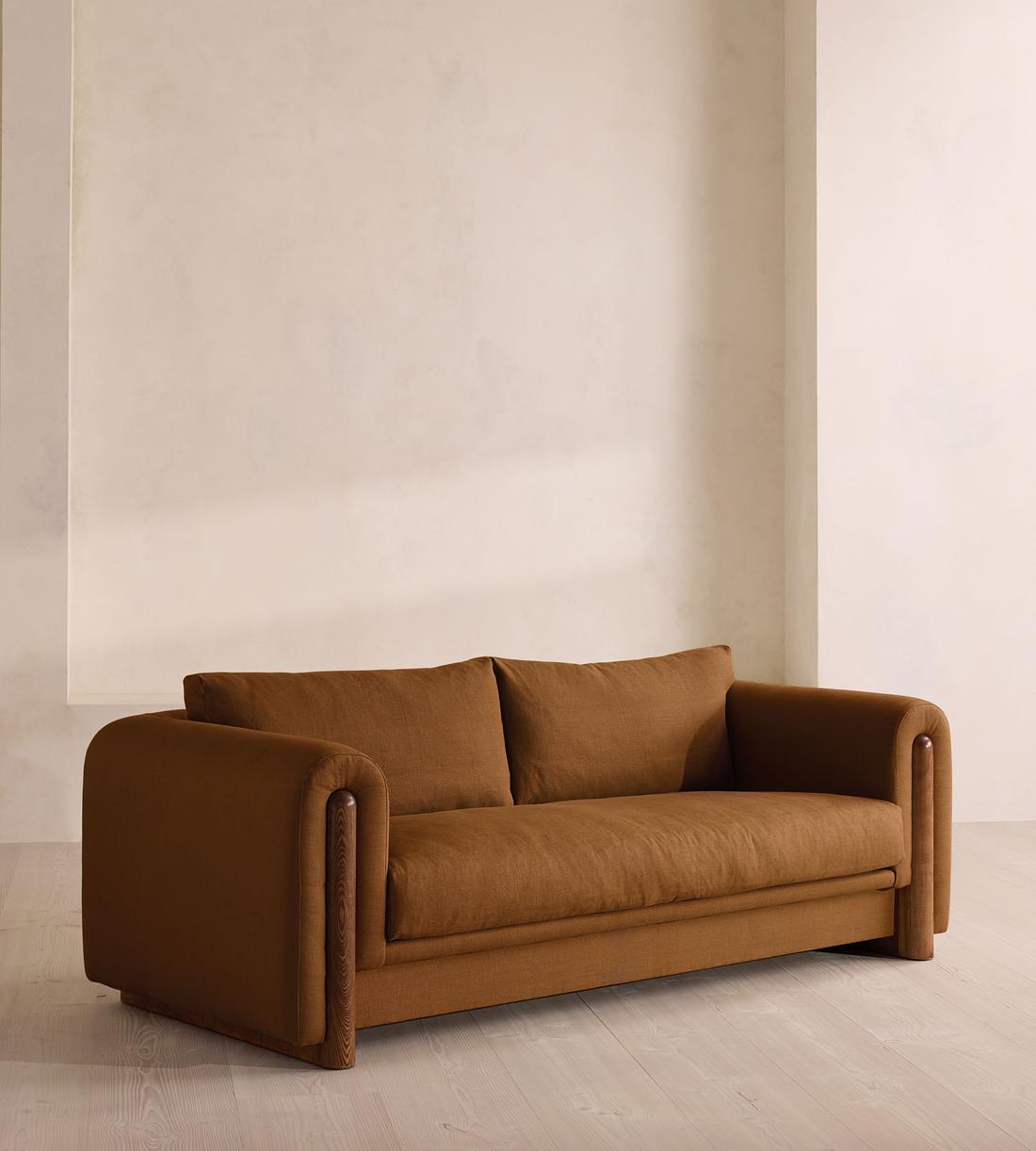 Farrell Three Seater Sofa - Linen - Terracotta - UK - Listing - Image 2