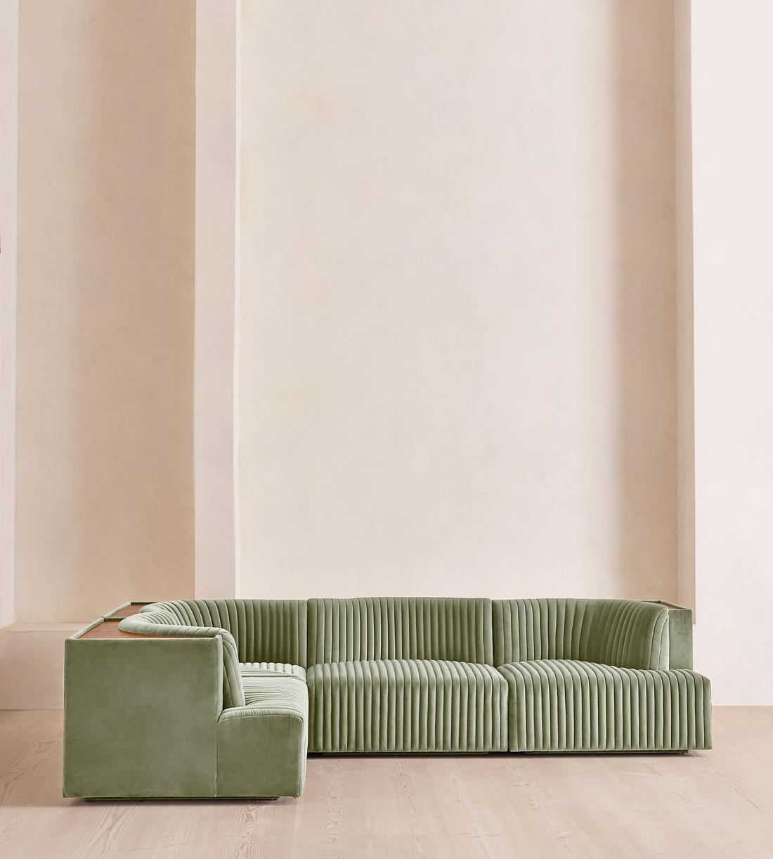 Hamish Sectional Sofa - L-Shape Sofa  - Velvet - Seafoam US - Listing - Image 2