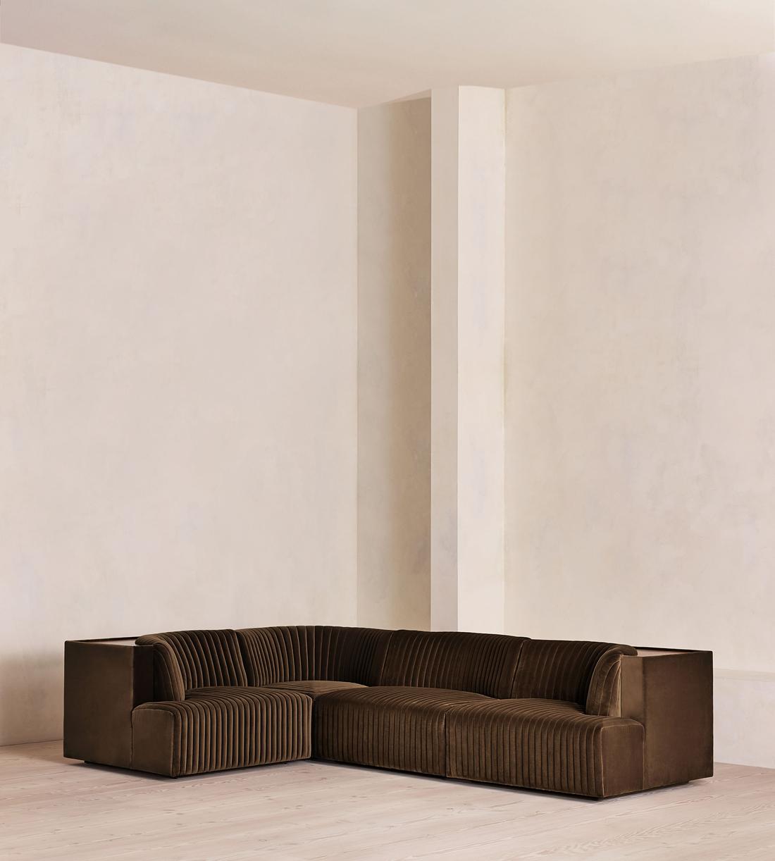 Hamish Modular Sofa - L-Shaped Sofa - Velvet - Chocolate - UK - Listing - Image 1