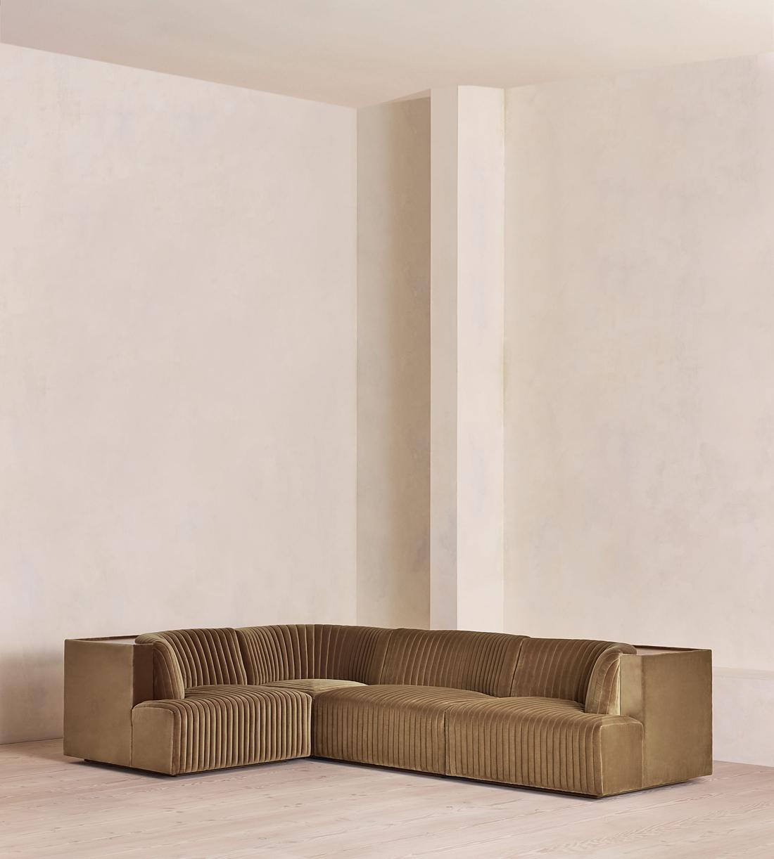 Hamish Sectional Sofa - L-Shape Sofa - Velvet - Truffle - US - Listing - Image 1