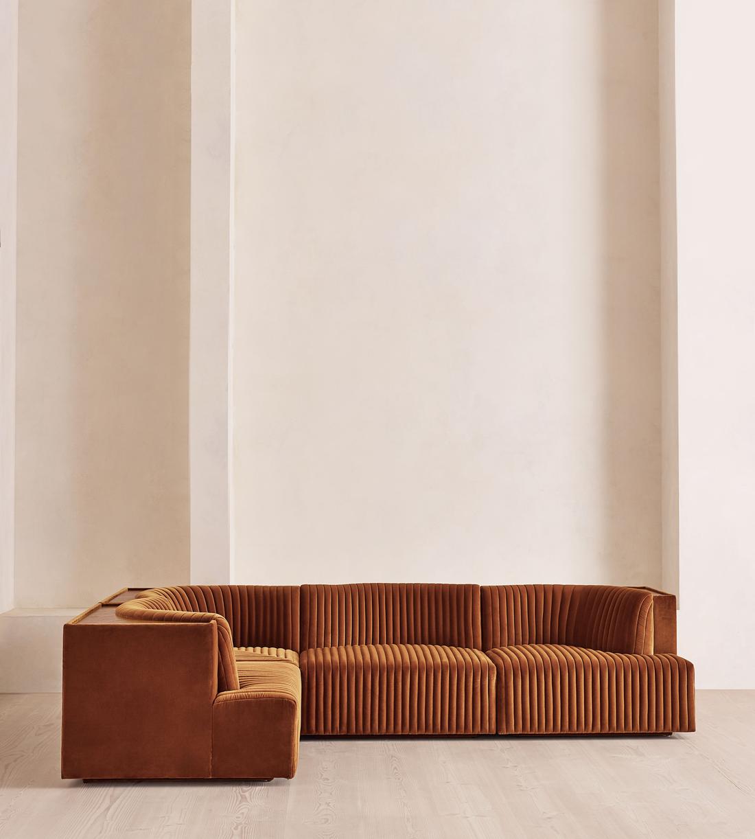 Hamish Sectional Sofa - L-Shape Sofa - Velvet - Cinnamon - US - Listing - Image 2