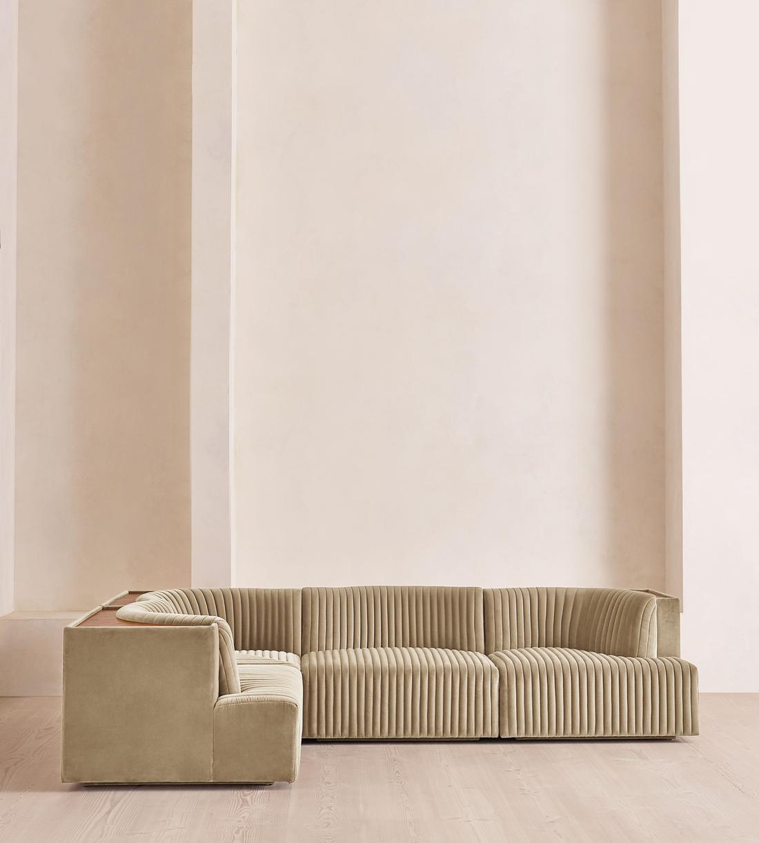 Hamish Sectional Sofa - L-Shape Sofa - Velvet - Oyster - US - Listing - Image 2