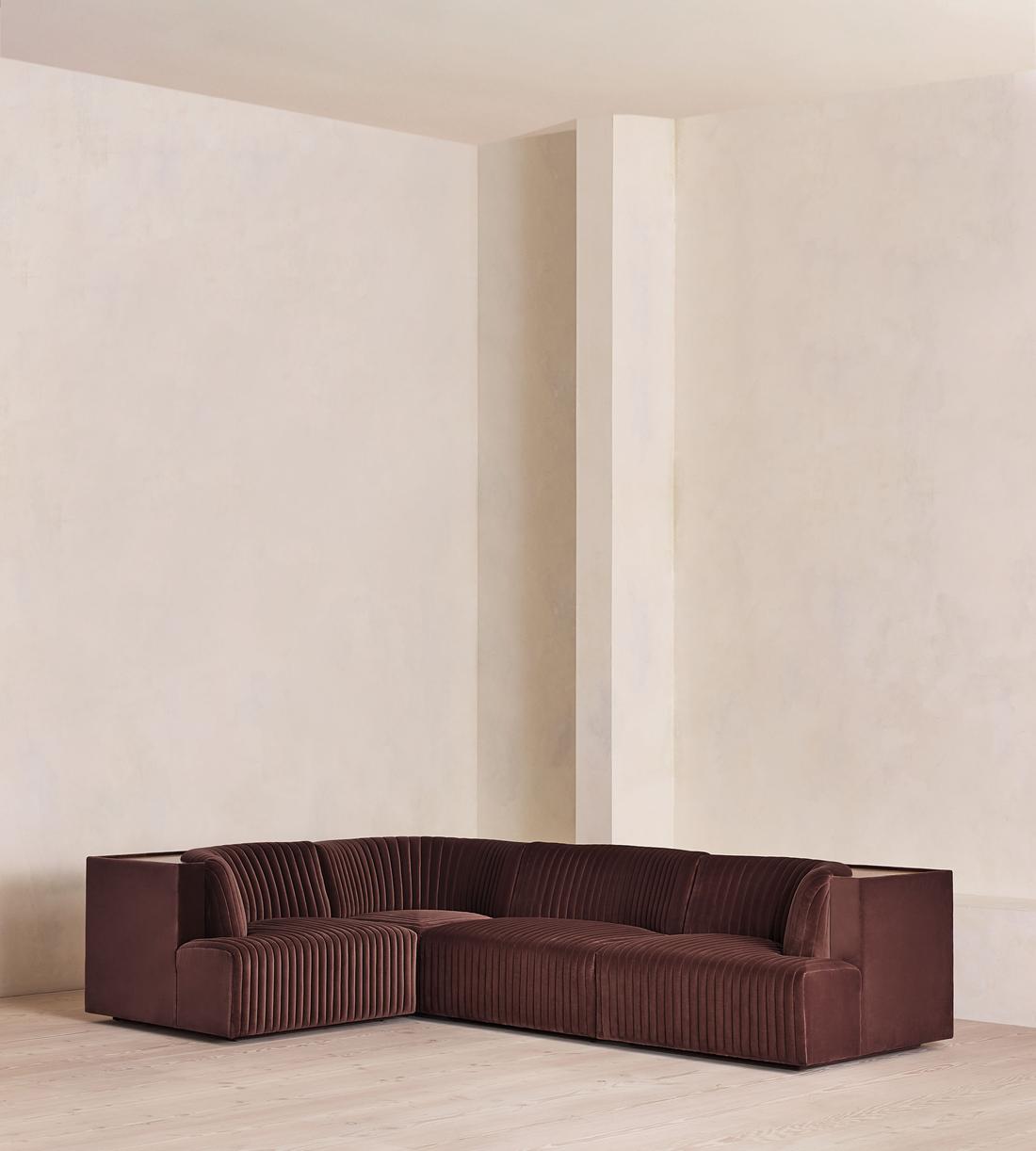 Hamish Sectional Sofa - L-Shape Sofa - Velvet - Aubergine - US - Listing - Image 1