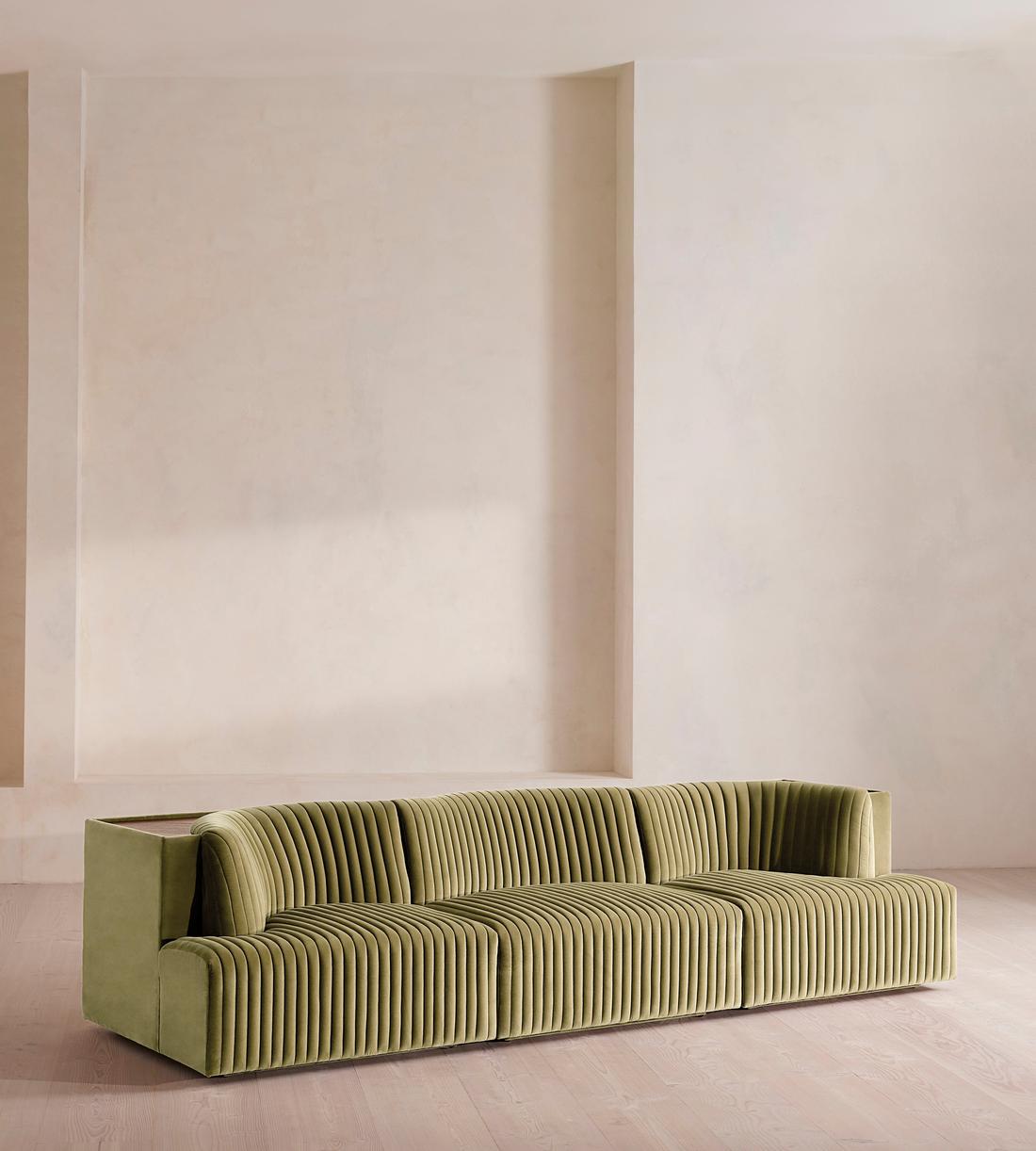 Hamish Modular Sofa - Four Seater - Velvet - Lichen - Listing - Image 2